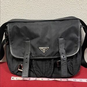 Prada Black Nylon  Messenger Bag